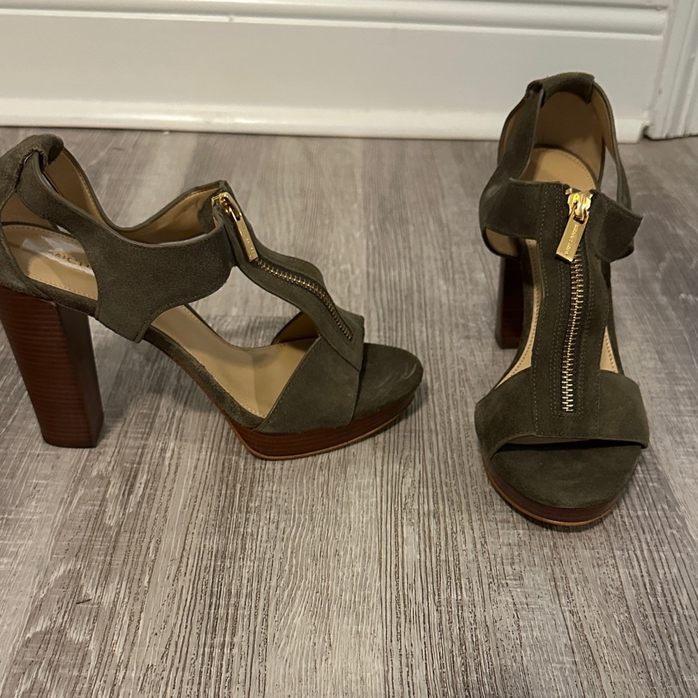 Michael Kors Olive Suede Heeled Sandals